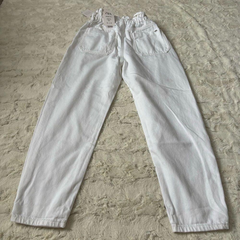 NWT Zara Women's Size 0 White Baggy Fit Paperbag Ankle Jeans - Picture 8 of 8